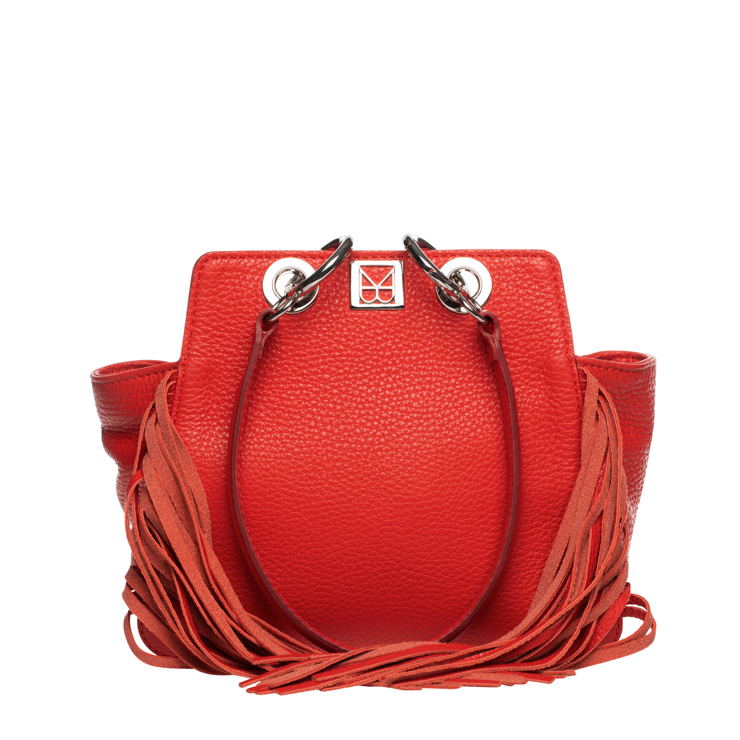 small sized leather bag with fringes