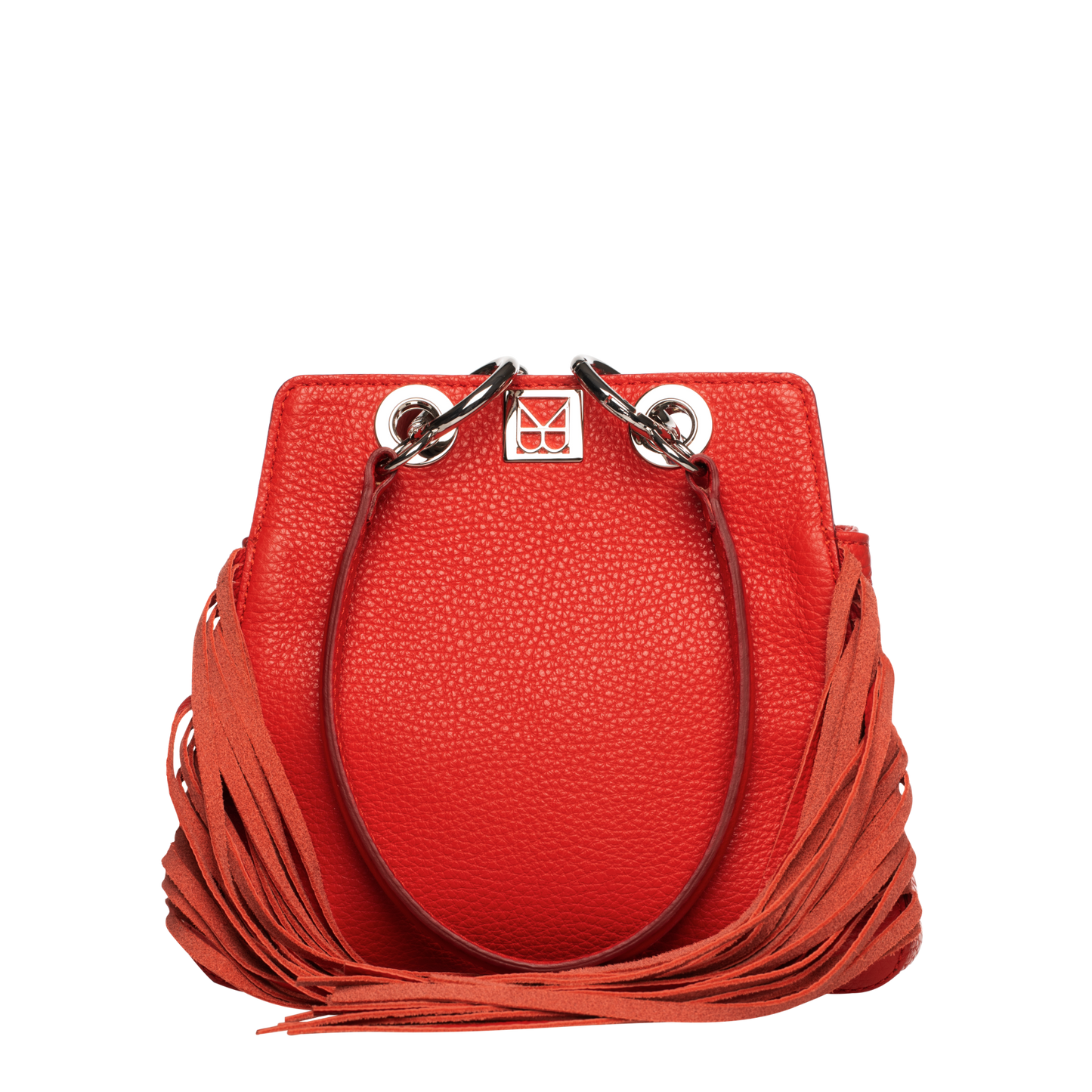 small sized leather bag with fringes