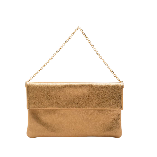 leather pochette with chain handle