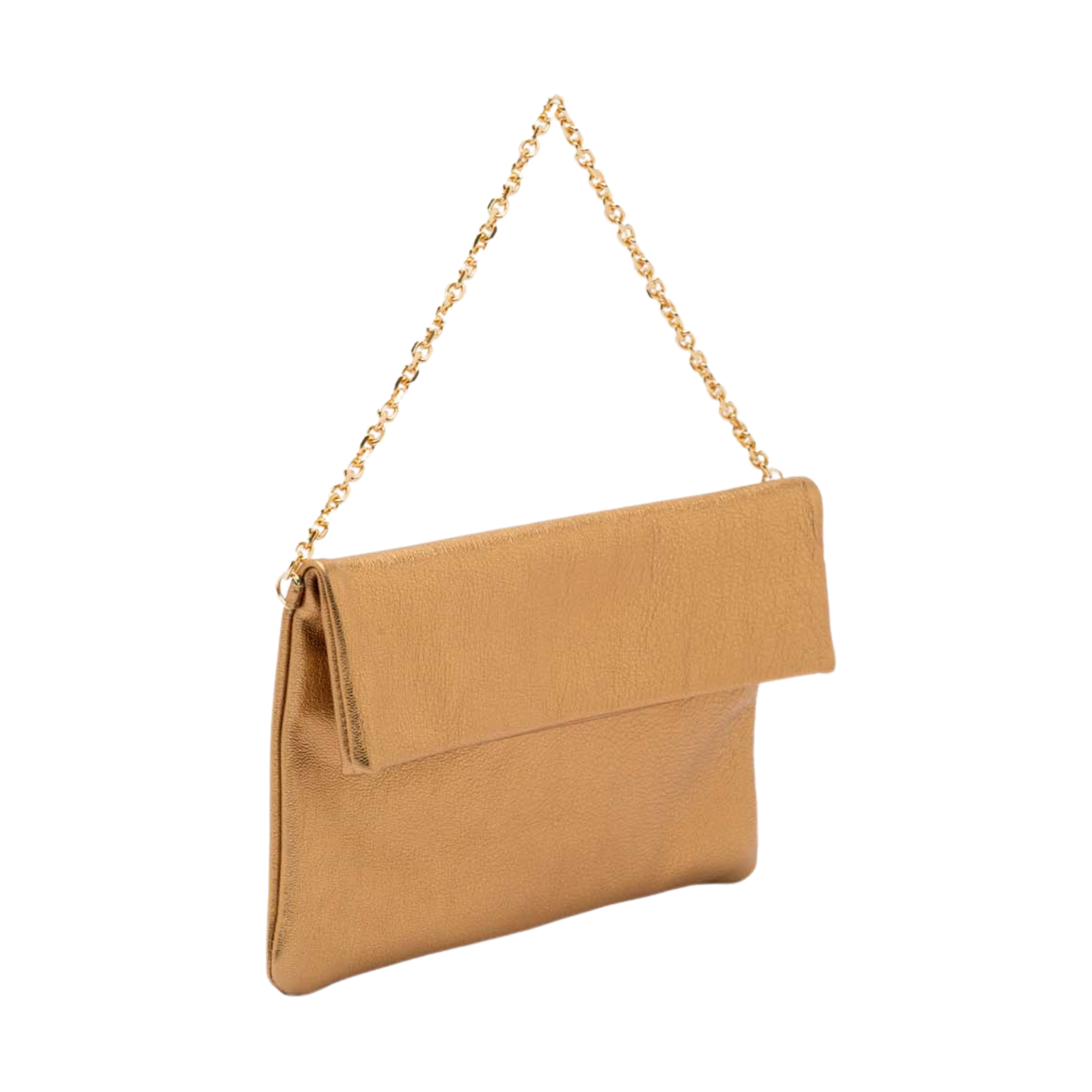 leather pochette with chain handle