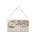 leather pochette with white python print and chain handle