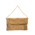 leather pochette with python print and chain handle